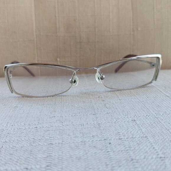 Bebe Women Glasses Frame Chrome Half Rim Eyeglasses Silver Tone Eyewear - Picture 4 of 12